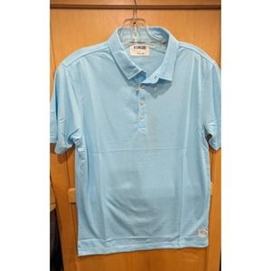 Linksoul Shirt Adult Small Polo  Short Sleeve 4 button Golf NWT Drytek Aqua Blue